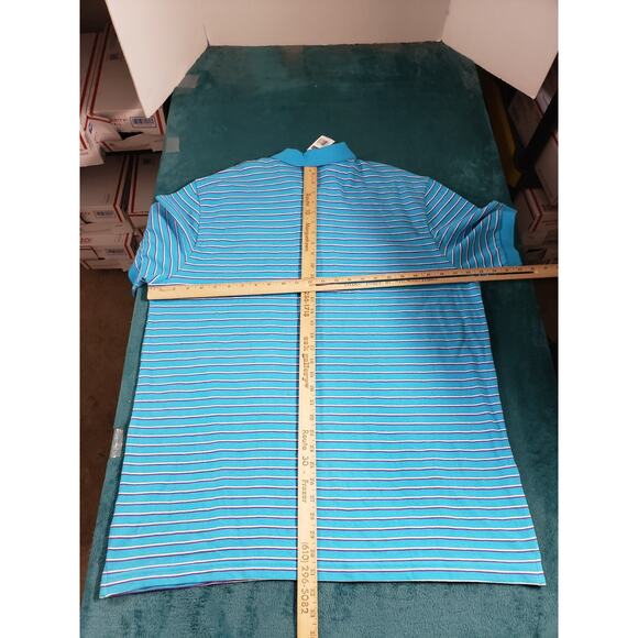 Chaps Polo Shirt Size Extra Large Mens Blue Striped Cotton Golf Preppy NWT - Picture 6 of 8